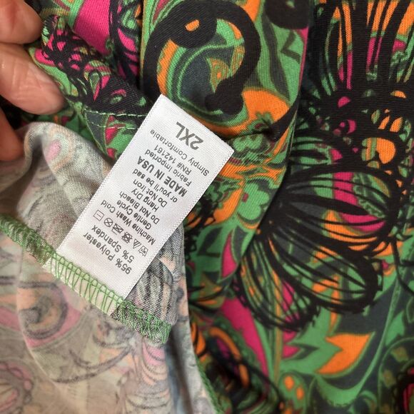 LuLaRoe Hippie Psychedelic Floral A-Line Comfort Jersey Tee Skirt Women’s SZ 2XL - Picture 8 of 11